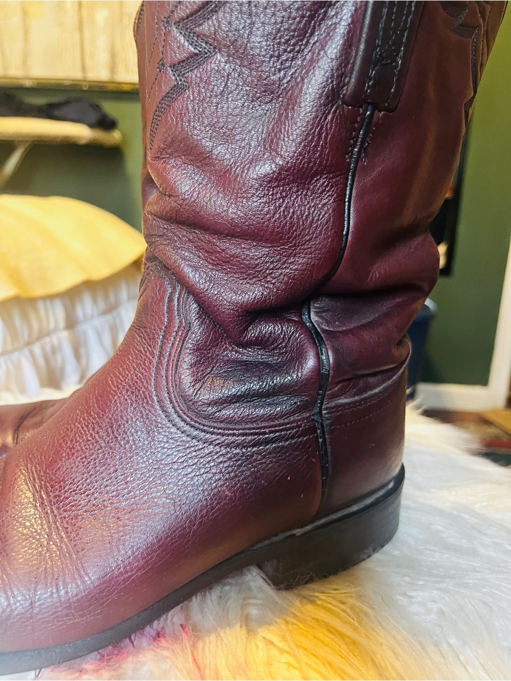 Lucchese  Women’s size 9.5 and Men’s size 8 leather Western Boots - Burgundy - Picture 14 of 14